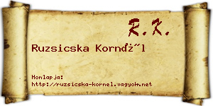 Ruzsicska Kornél névjegykártya
